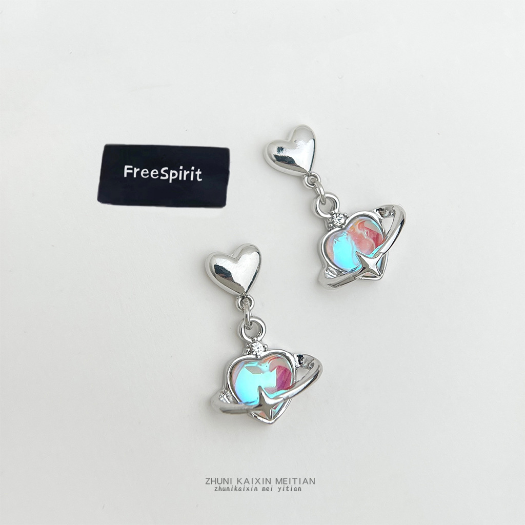 Sweet and Cool Style! Silver-Plated Heart-Shaped Stud Earrings, Simple and Versatile Silver Earrings, Factory Wholesale Earrings, Accessories