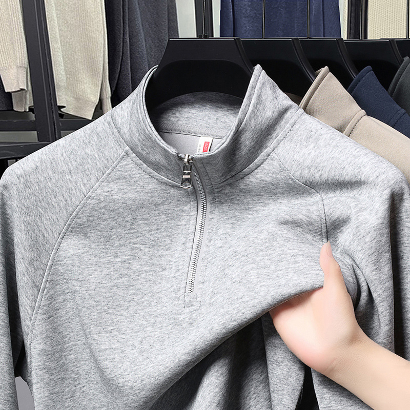 Cross-Border Foreign Trade Spring and Autumn Men's Sweatshirt Half-Zip Stand Collar Cotton Clothing Men's Casual High-End Jacket Wholesale