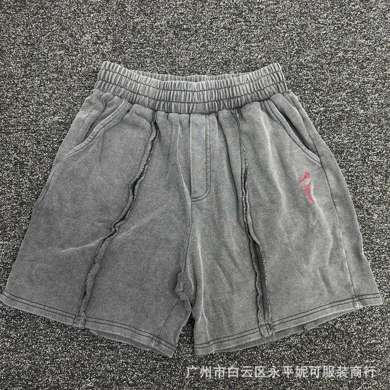 Thug club刺绣logo水洗短裤男女美式复古宽松毛圈运动休闲五分裤