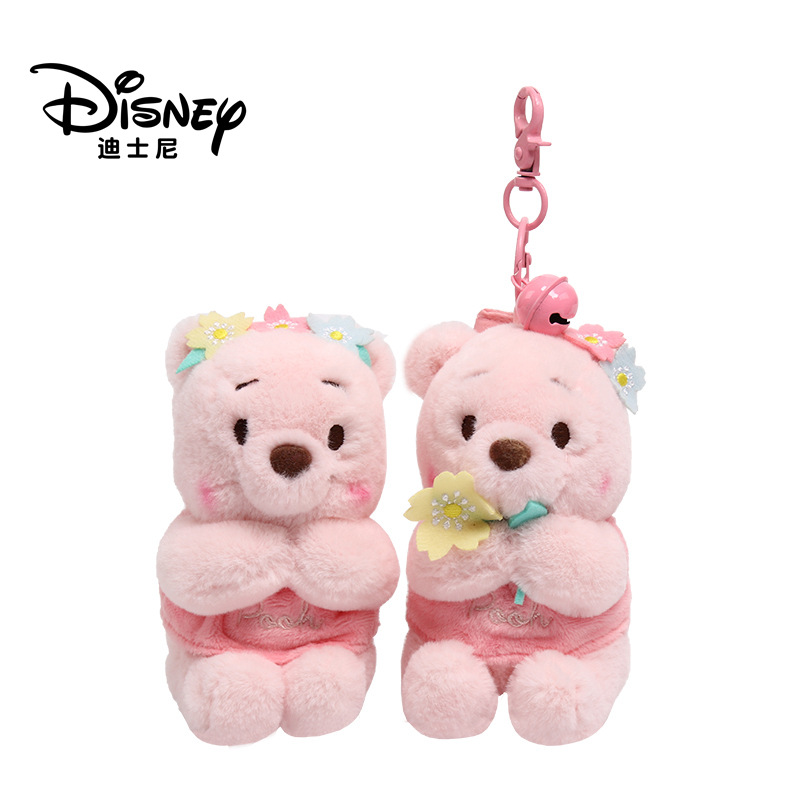 Authentic Disney Winnie the Pooh Pendant Plush Toy Pink Cherry Blossom Winnie the Pooh Doll Puff Bear Keychain