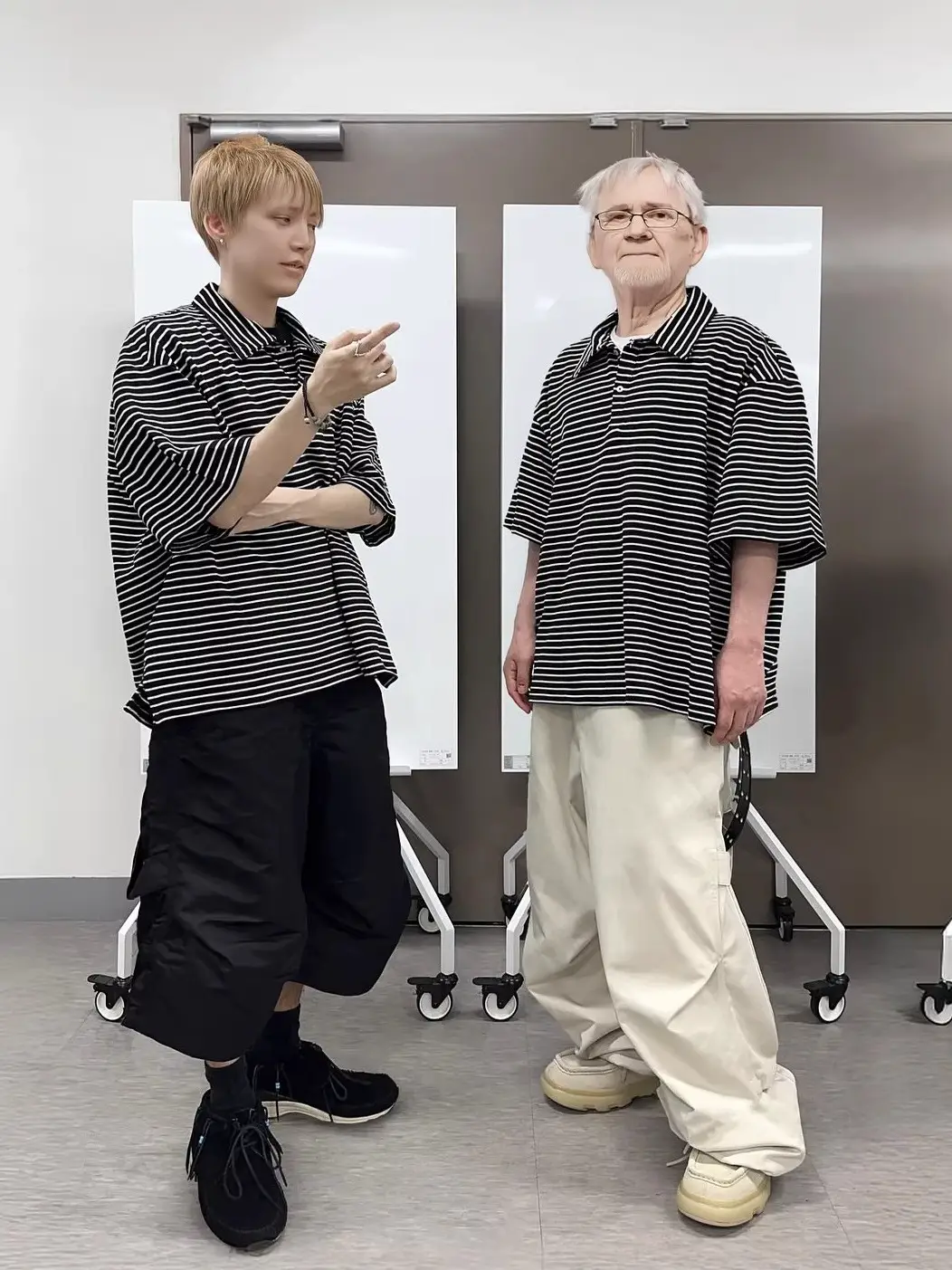 kamien美式复古廓形翻领polo衫短袖oversize条纹落肩半袖T恤ins潮