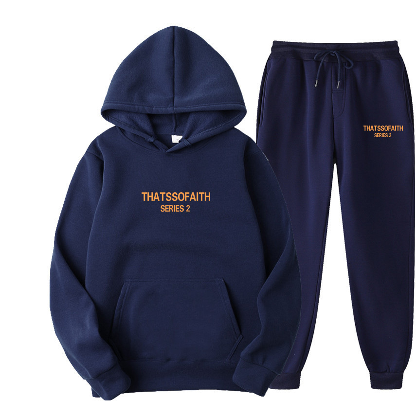 Cross-border Amazon new sweater pants two-piece men's and women's casual fleece-lined hoodie suit foreign trade wholesale printing