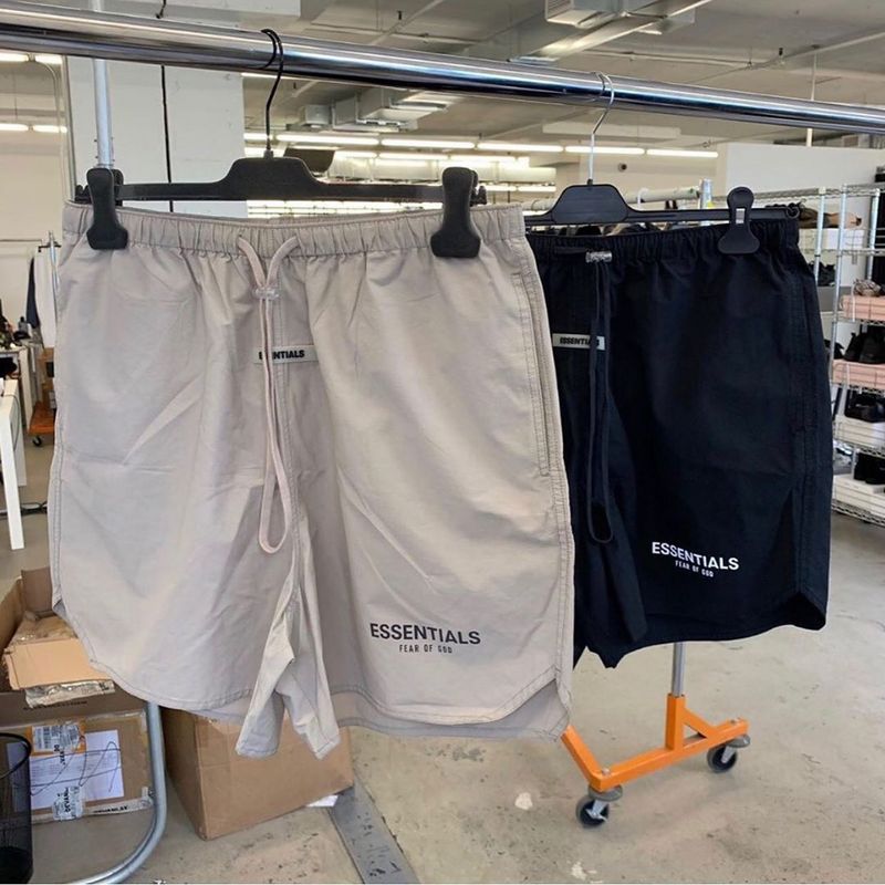 Fear of God FOG ESSENTIALS Hip Hop High Street 3m Reflective Letter Nylon Woven Sports Shorts