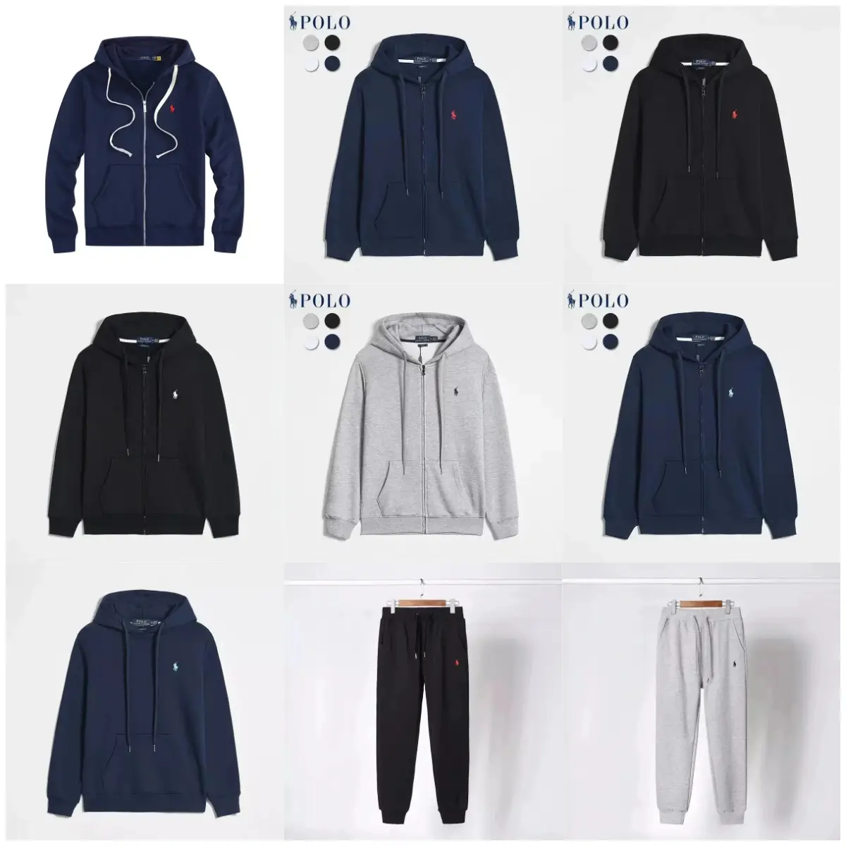 LX11 Zipper Pullover Embroidered Sweatshirt Sweatpants TOP