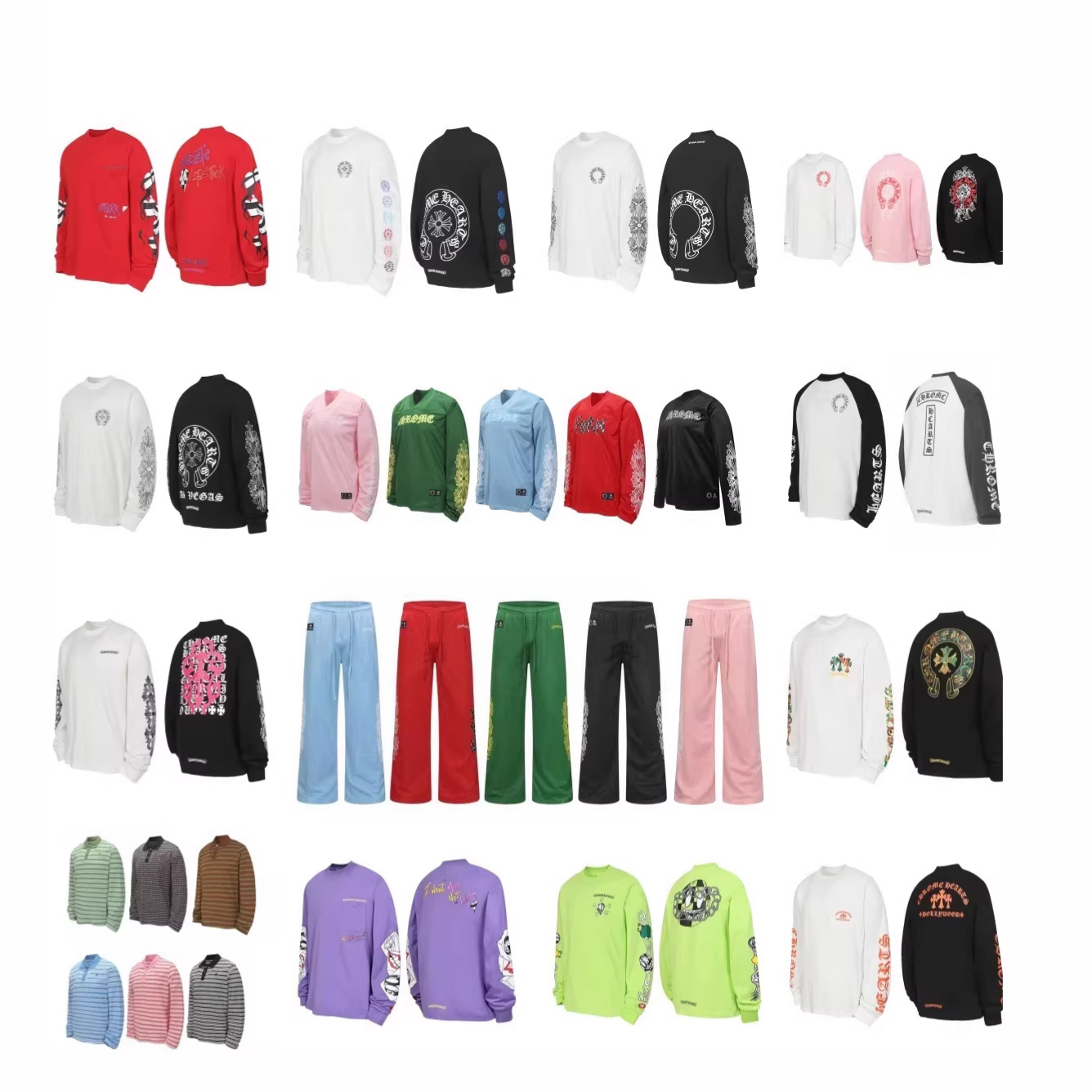 25S Cross-Border Trendy Brand Croton Pure Cotton Round Neck Casual Long-Sleeve T-Shirt Series for Young Men and Women, Wholesale in Stock