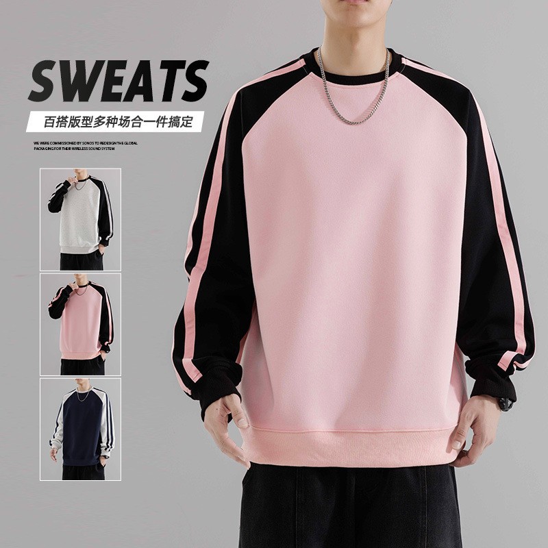 Fashionable Brand Sweatshirt Men's Round Neck 2025 Spring and Autum High Street Youth Loose Long-Sleeved Bottoming Shirt Couple American Top