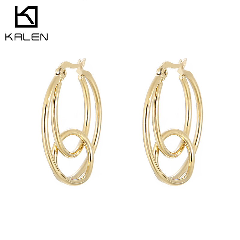 Card wheel jewelry new fashion simple geometric circle electroplating stainless steel exaggerated knot earrings women Wholesale