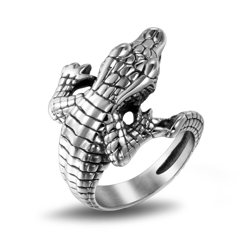 Factory Supply Retro Men and Women Crocodile Index Finger Ring Distinctive Fading Ring Bracelet SA402