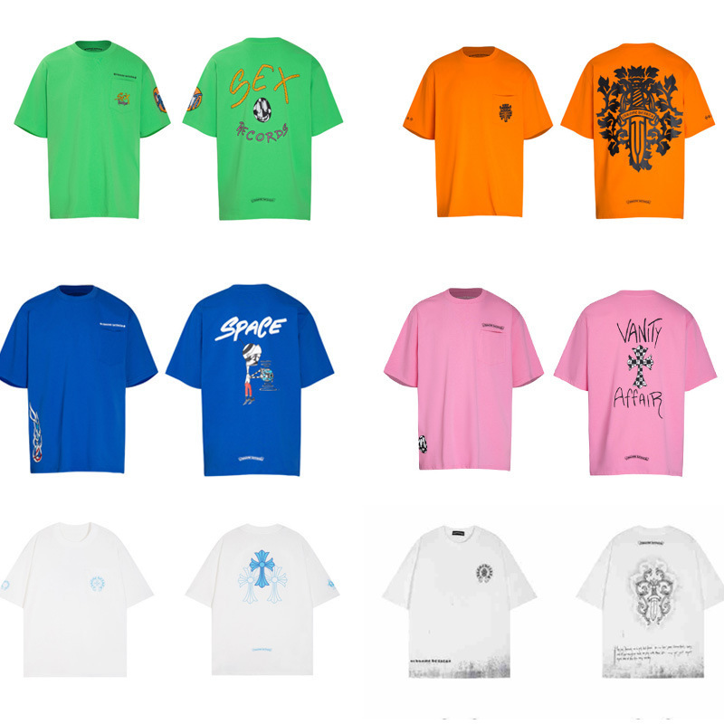 Chrome Heart 23 New Chrome Summer Trendy Short-Sleeved European and American Street Half-Sleeved T-Shirt Series for Men and Women