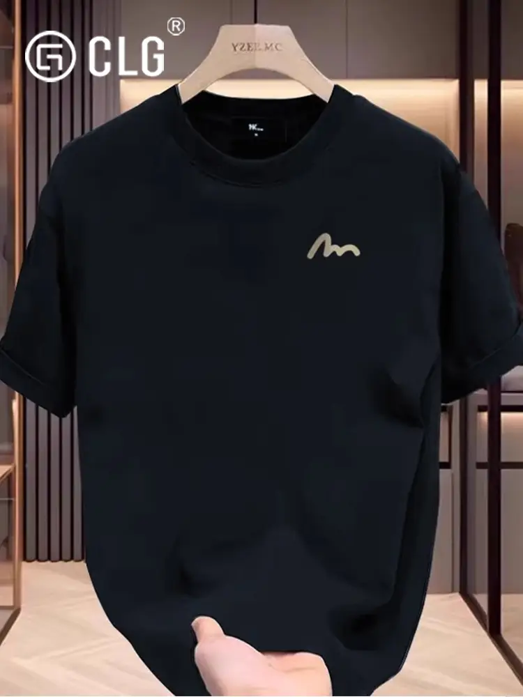 Hong Kong Clg Trendy American Style T-Shirt Men's and Women's Short Sleeves Tops Print Bottoming Shirt Small m Minimalist 260g Heavy weight Half Sleeve