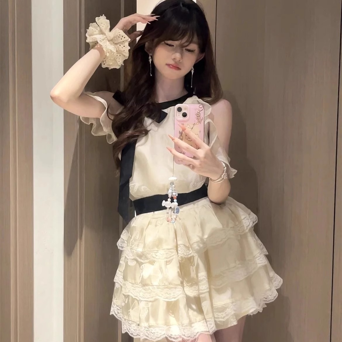 French Daughter dress Women's Summer New First Love Sweet Princess Puffy Cake Skirt Waist-waisted Birthday Skirt