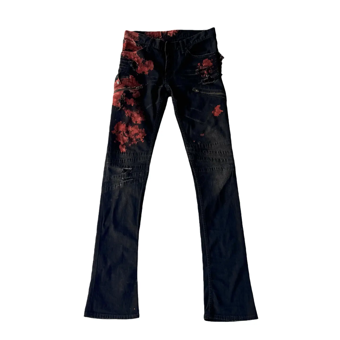 Torn Paradise Tear Lgb Blood-Stained Jeans Slim-Fit Washed Black Pants Visual Style Skinny