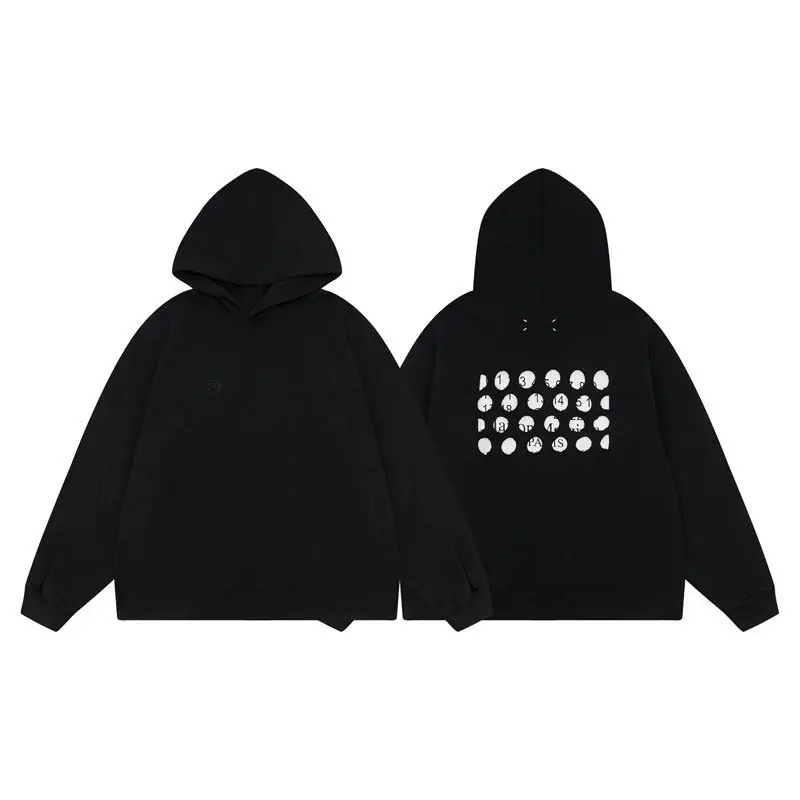 Water-wash-damaged letter print unisex casual hoodie-P4M