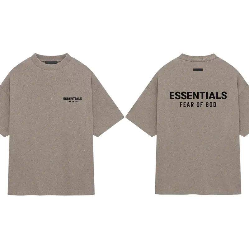 Official Authentic Essentials Summer Fog Short Sleeve Casual Silicone Logo letter Print Round Neck T-Shirt Trendy