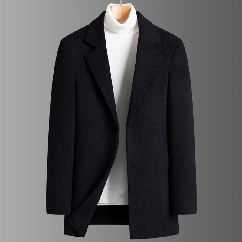 Men's Woolen Coat, New Autumn and Winter Style, Casual, Fleece-Lined, Warm, Suit Collar, Short Woolen Coat