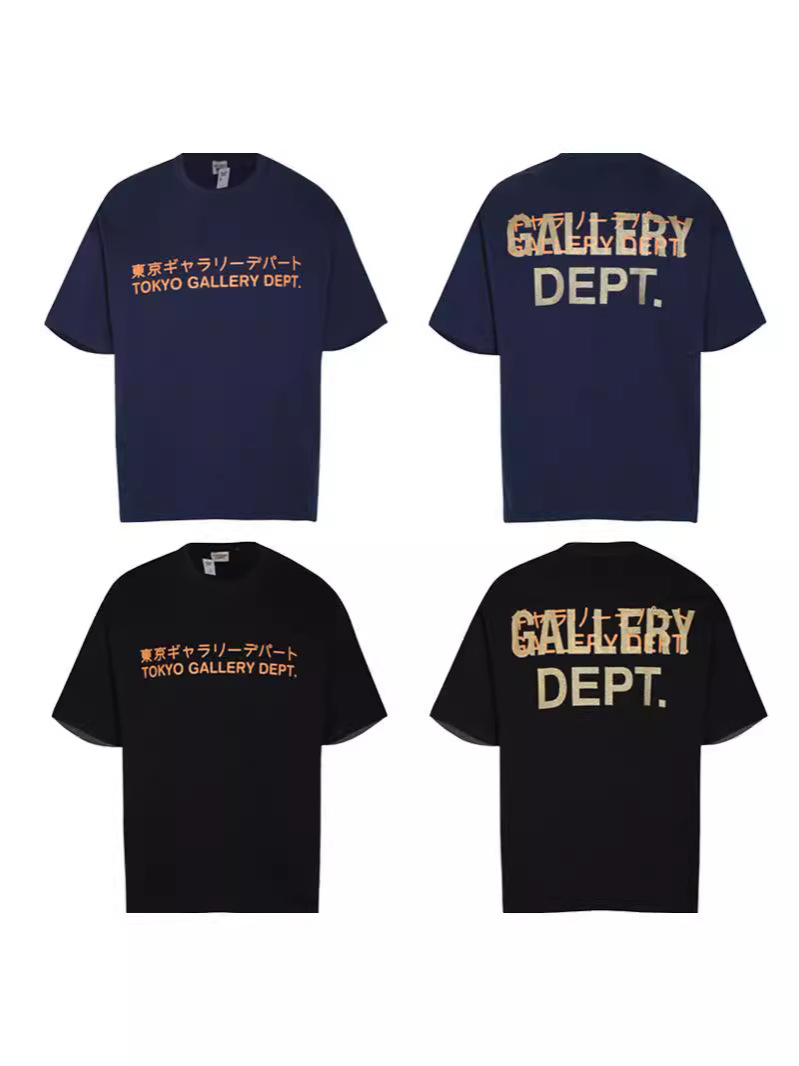 Gallery Dept Japan Tokyo Limited Style Japanese LOGO Glitter Bronzing Printed Short Sleeve Cotton T-Shirt