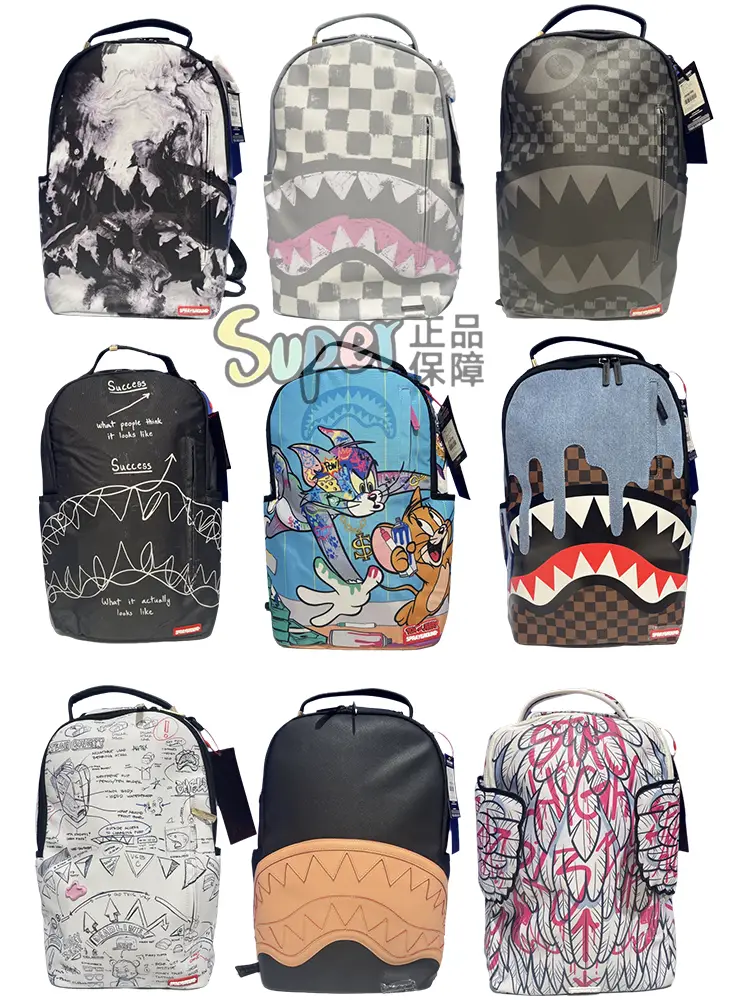 Sprayground Backpack Shark Mouth Backpack Male and Female Student Backpack Computer Bag Travel Bag W 1045745