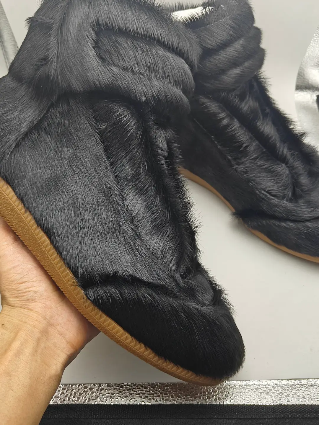 Foreign trade plus size German training shoes mmmGAT shoes casual board shoes real horsehair high top fashion leopard print Martin boots