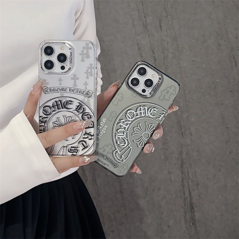 Trendy Cross Case Suitable for Apple 16 Pro Max, 15 Pro, High-End 14 Ins Style, 13 Silver Color, 12 Electroplated Foto QC de 1688 na Qualit.ly