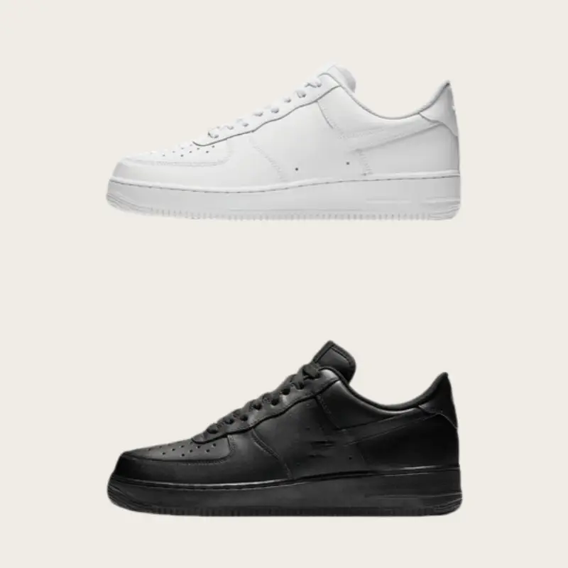 With Half Size Air Force One Classic Wear-Resistant Low-Cut Sneakers Af Pure White Pure Black Campus Thick-Soled Outdoor Men's and Women's Shoes