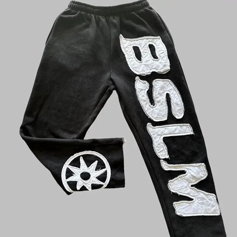 Cross-Border European and American Style 2025 New Summer Fashion Embroidered Letter Print Hooded Loose Sweatpants Trendy Unisex