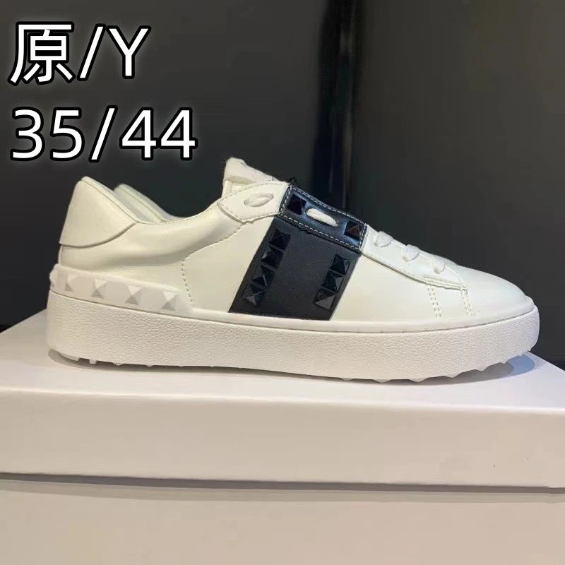 高版本V家小白鞋铆钉新款时尚经典圆头系带情侣款休闲运动鞋男女 Foto QC de WEIDIAN na Qualit.ly
