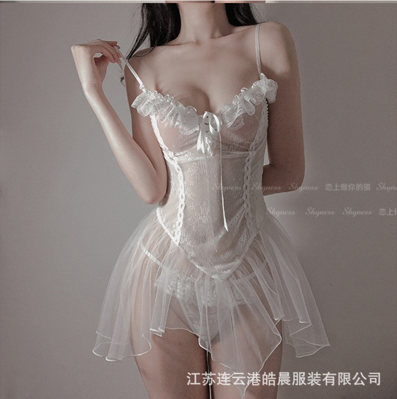 Sanshengyin Sexy Lingerie Seductive Lace Mesh Bodysuit European and American New Style Sexy Lingerie Transparent Stockings Set