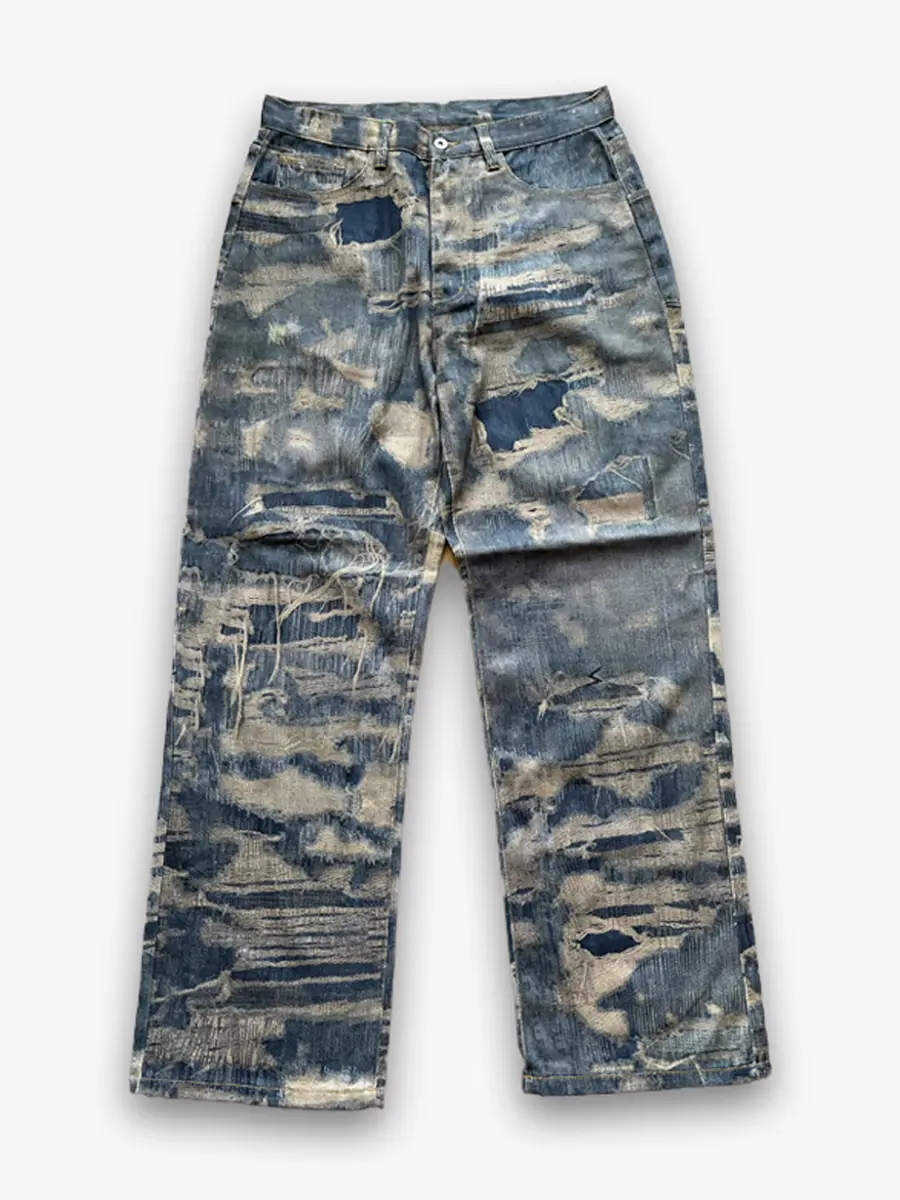 What Floor Are You On? Digital Denim Print Digital Print 85Bgfit Loose Straight-Leg Jeans