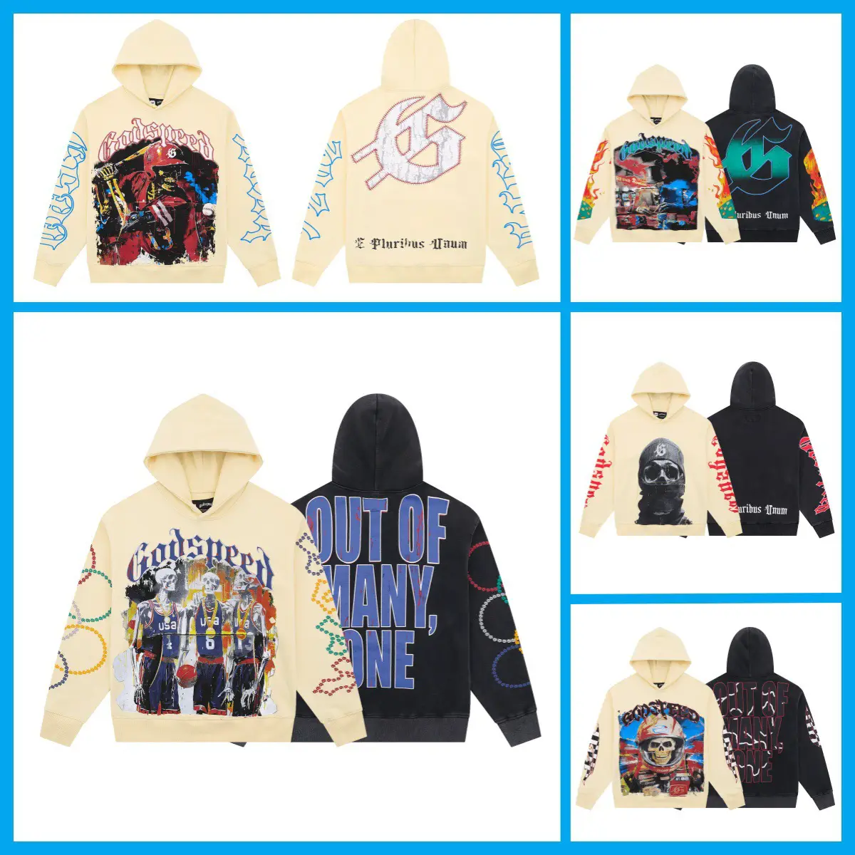 25 New European and American Trendy Brand Skull Rock Band Men's and Women's Casual Loose Hooded Sweatshirts for Teenagers