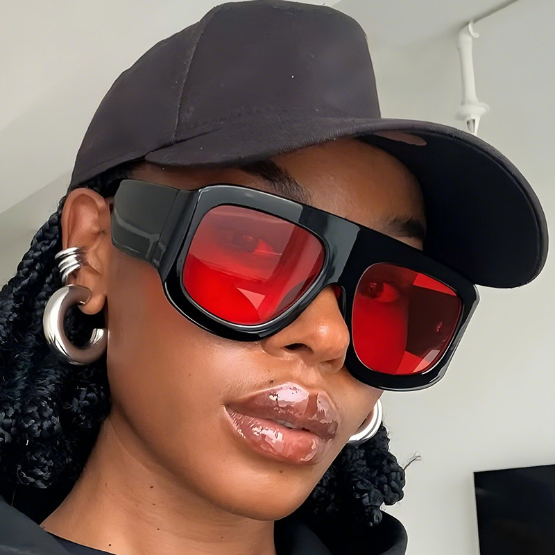 Ins Internet Celebrity Same Style Thick Frame Aviator Sunglasses Cool Cool European and American Style Large Frame Sunglasses Female Concave Shape
