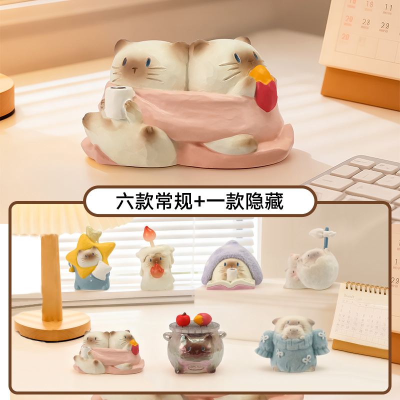Cute and Adorable Internet Celebrity Bestselling Cat Pai Warmth-In-A-Box Creative Desktop Decoration Ornament Small Gift