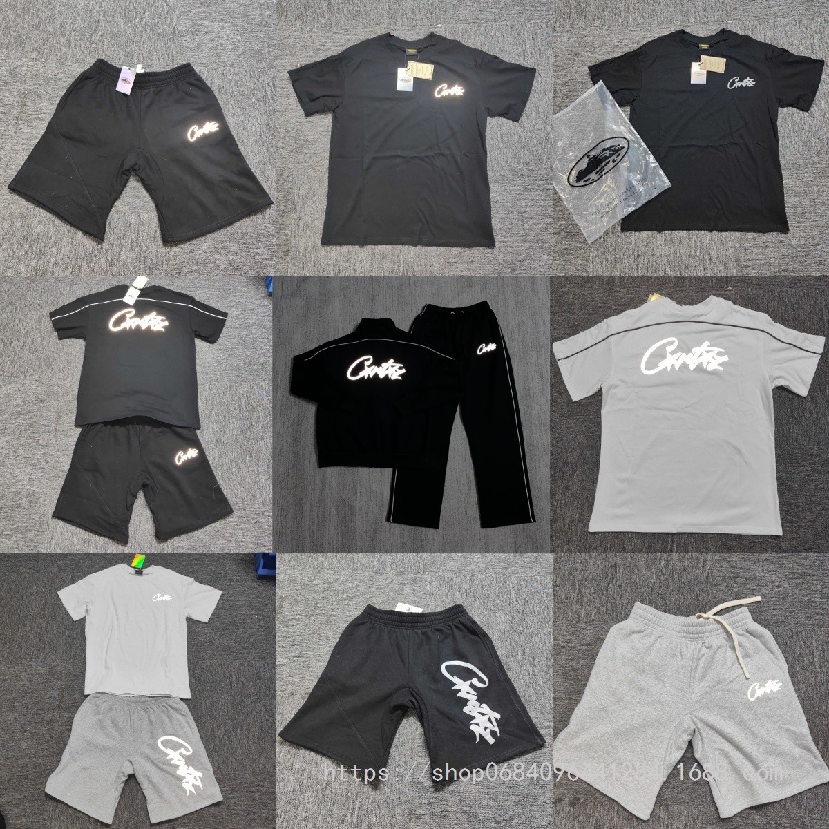 New Trendy Brand Corteiz Summer New Alcatraz Line Reflective Letters Men's and Women's Loose Shorts Short-Sleeved T-Shirts