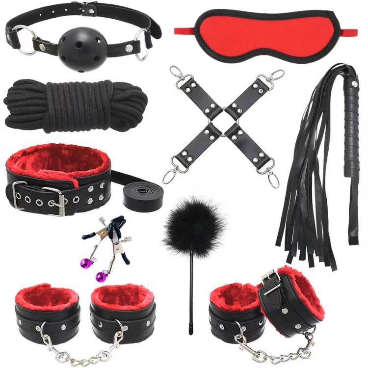 Sex Toys Slippery Leather Plush 10-Piece Set for Couples Flirting and Fun Binding Sex Products Sexual Health Care
