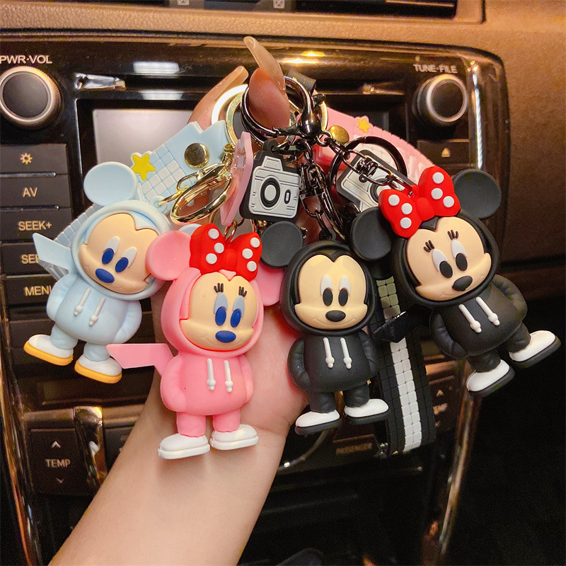 Creative cartoon sweater Mickey Minnie keychain stereo doll cute bag Car pendant small gift wholesale