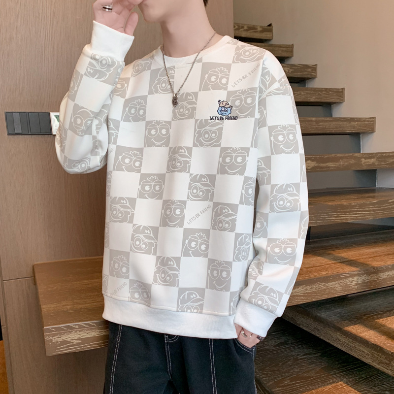 2024 Crewneck Sweatshirt Men's Spring and Autumn Casual Chubby Wear Long Sleeve T-shirt Loose Plus Large Size Men's Wear