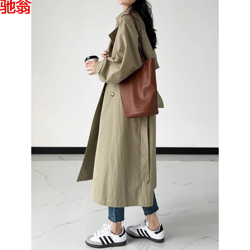 W9Q windbreaker coat women's long 2024 spring and autumn new explosions Korean version of the little man this year popular high sense