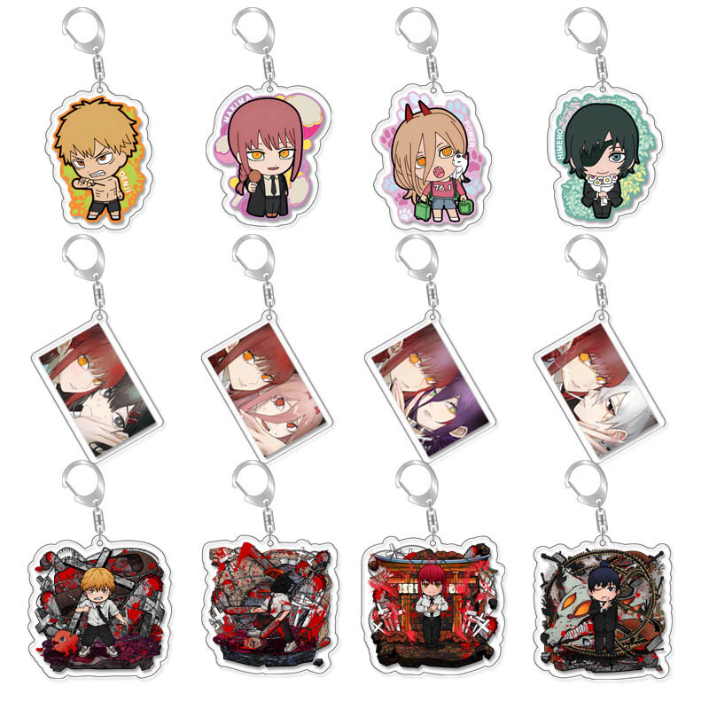 Chainsaw Demon Phochita Keychain Animation Peripheral Double-sided Acrylic Transparent Cartoon Pendant Gift