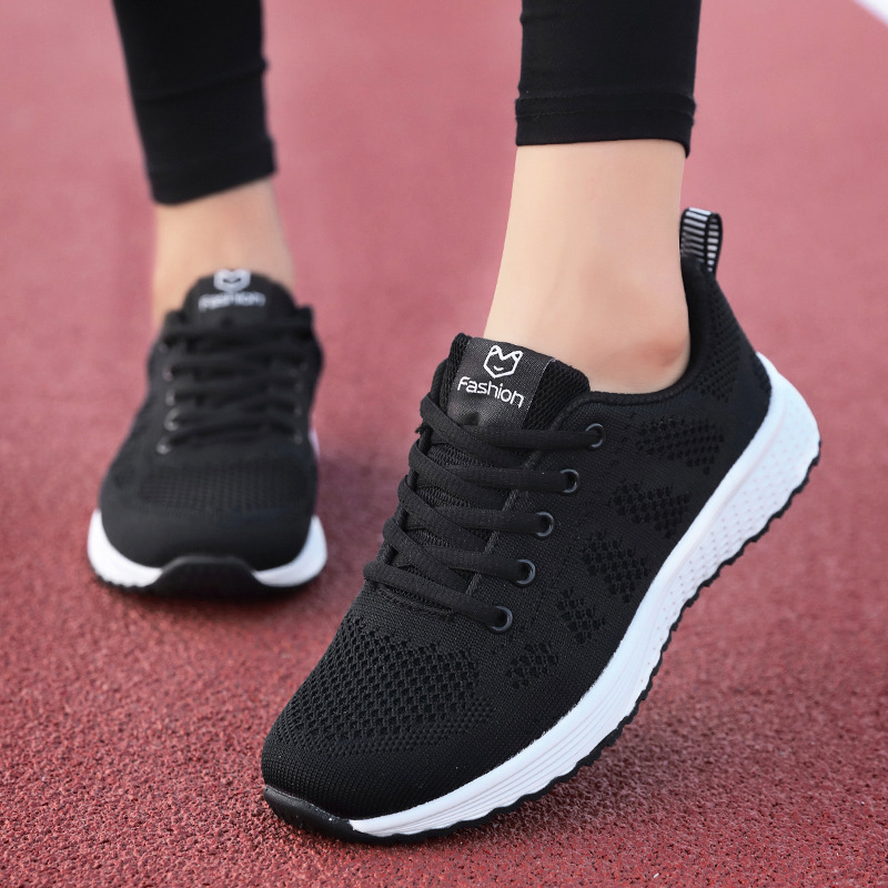 Cross-border manufacturers on behalf of Jinjiang women's shoes fly woven sneaker women's light running shoes mesh leisure fitness travel shoes
