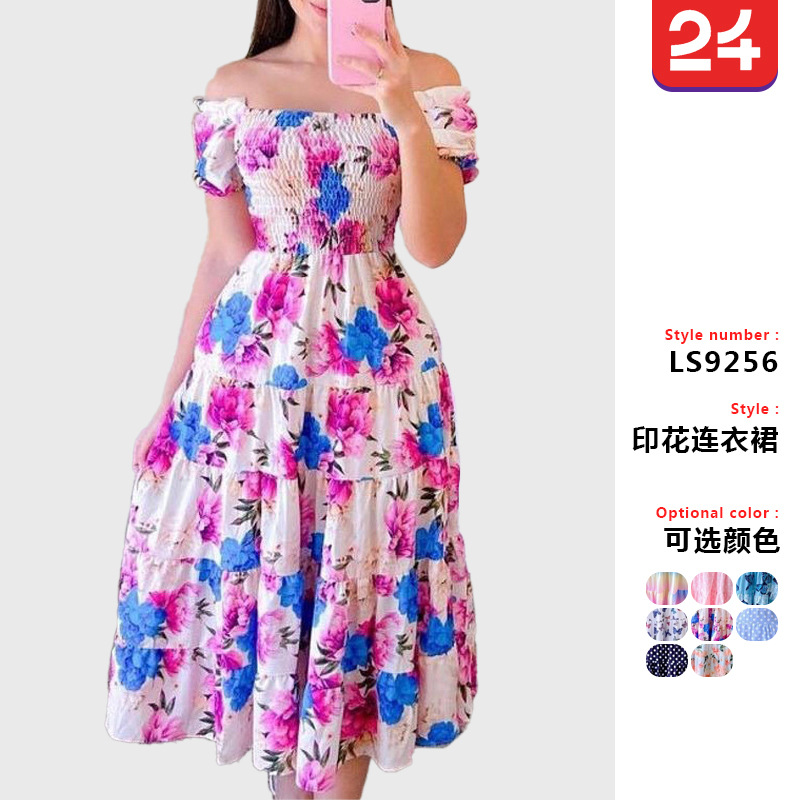 2025 cross-border spring and summer new Amazon cross-border European and American dress art French fresh printing fashion women's clothing