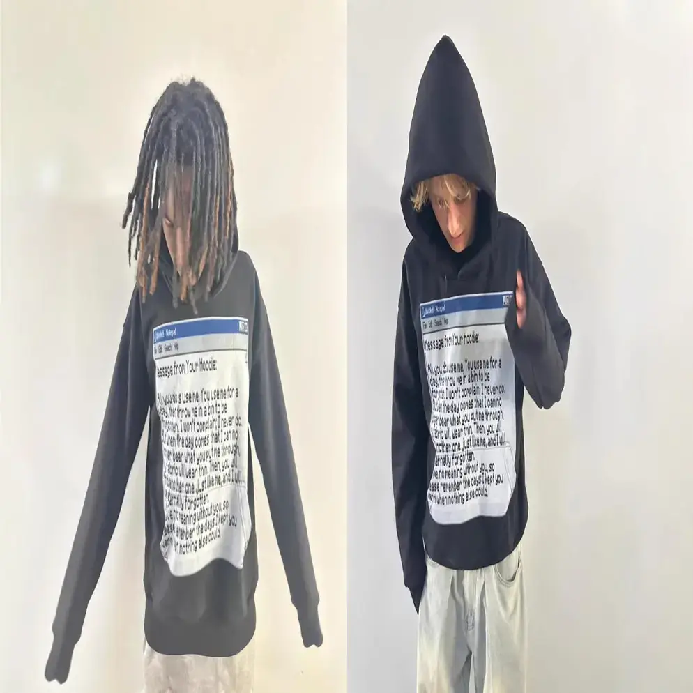 European and American Cross-border Long-sleeved Pullover Hoodie Personalized Printed Sweatshirt Straight-through Stretch Drawstring Sweatpants Dark suit
