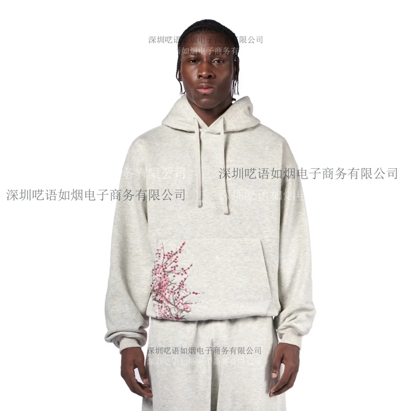 European and American Cross-Border Export Cherry Blossom Embroidered Zipper Sweatshirt and Sweatpants Suit Long-Sleeved Pullover Hoodie Retro Y2K