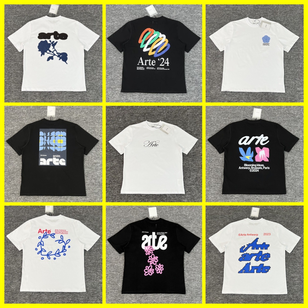 25 Summer T-Shirt New Student Tops Blue Rose Print T-Shirt Men and Women Casual Loose Short Sleeves