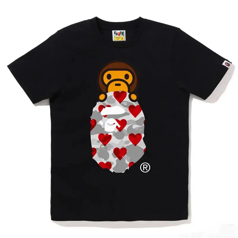 25 Trendy Brands Cross-Border Wholesale Supply Foreign Trade Dropshipping 260g Heavyweight Bape Ape Head Shark Short-Sleeve T-Shirt