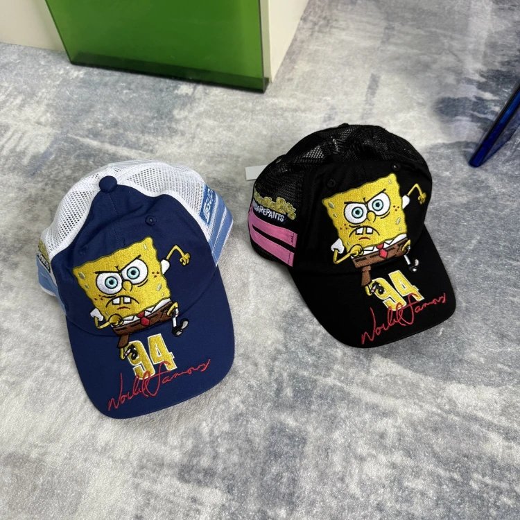 Sup x SP @ N spongebob joint cartoon hip hop cap for men and women couples baseball cap -5918