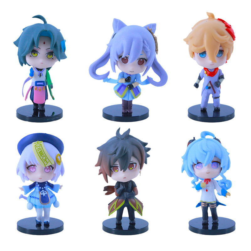 Q Version 6 Genshin Impact Figurines Game Peripherals Zhongli, Sangoya, Mondstadt, and Wendy Ornaments Gashapon Desktop Dolls