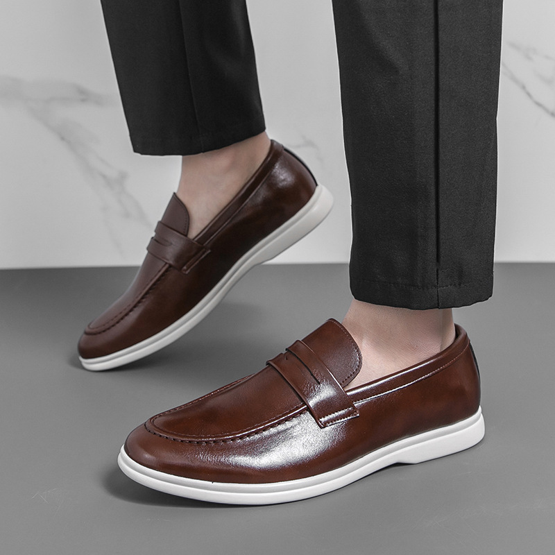 Cross-Border Spring Slip-On Loafers, Fashionable Formal Business Casual Shoes, Large Size Leather Shoes, Simple Office Men's Shoes