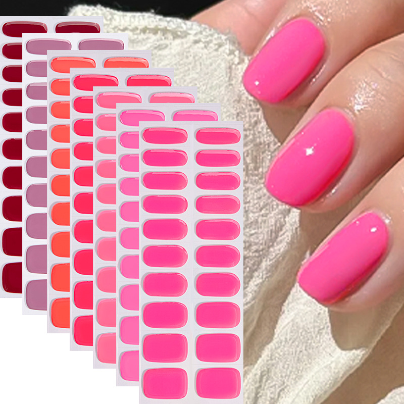 Zhengxiang Solid Color Simple Semi-cured Gel Nail Sticker 20 Finger Cross-border European and American gel nail semi-baked UV Nail Sticker