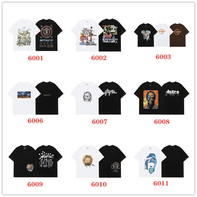 Travis Scott Series 37 Short-Sleeved T-Shirts Cactus Jack Utopia Joint Couple Same Style Short-Sleeved