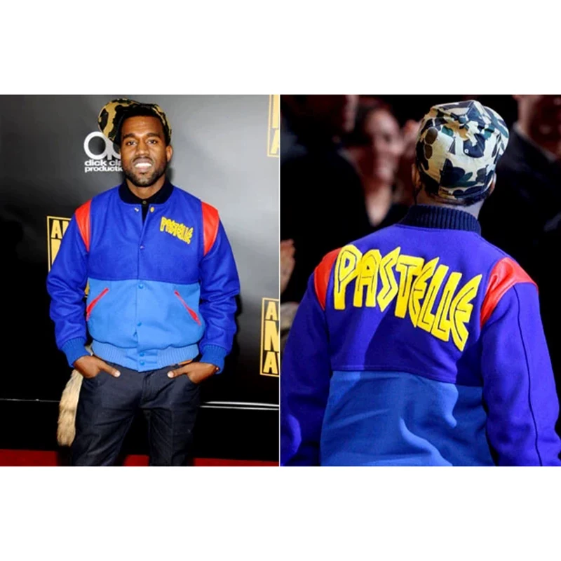 Kanye West Pastelle Varsity Jacket Spliced Baseball Jacket Coach Coat