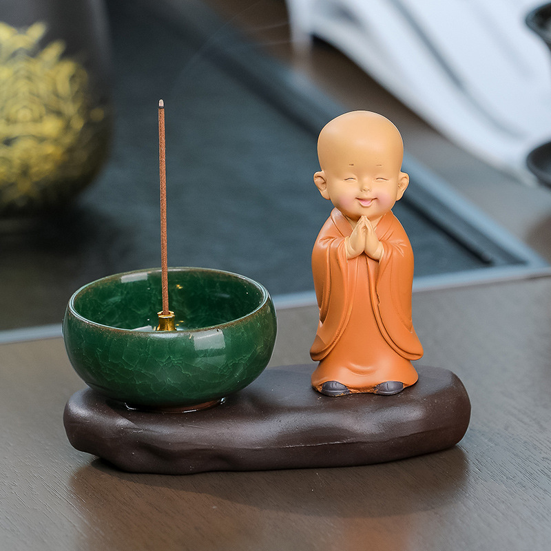 Rui Jie Zen Huineng Monk Home Decoration Desktop Decoration Sandalwood Sink Aromatherapy Stove Sclink Incense Line Incense Insert Candlestick